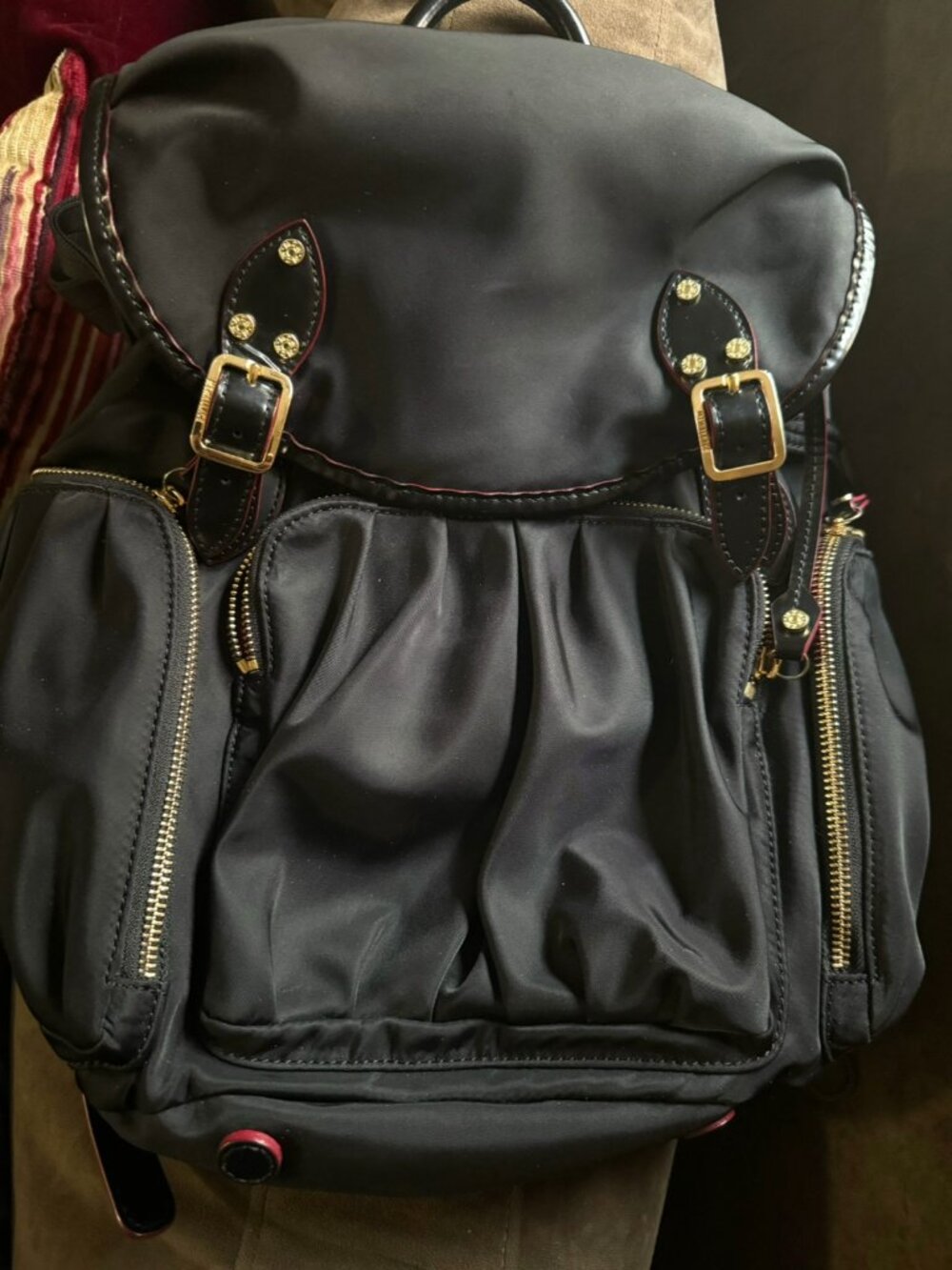 Stylish Black MZ Wallace nylon and leather backpack in excellent condition